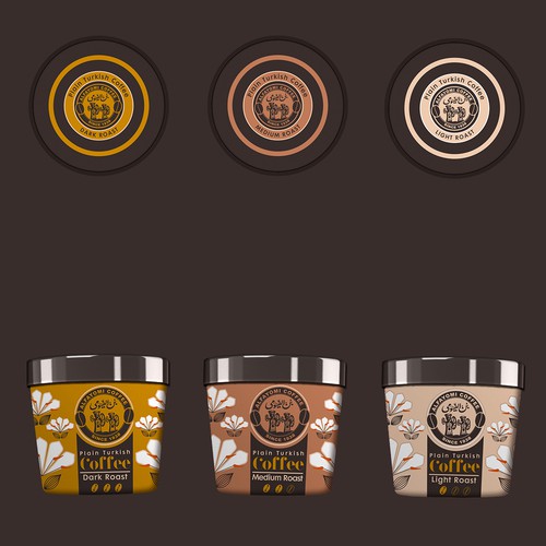 Flower label with the title 'Gourmet coffee package'