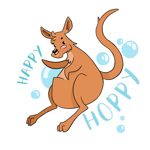 Childish design with the title 'Kangaroo mascot'