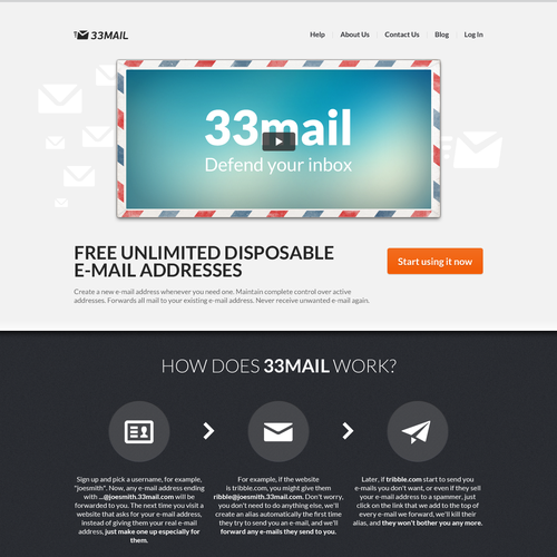 Mail design with the title 'website design for 33Mail'