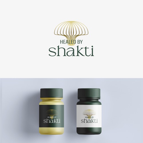 Mushroom logo with the title 'Logo concept for wellness capsules'