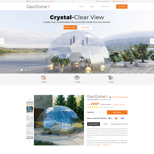 User-friendly website with the title 'GeoDomeX '