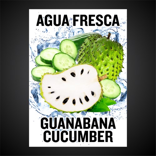 Creative label with the title 'Agua Fresca - Guanabana Cucumber Label'