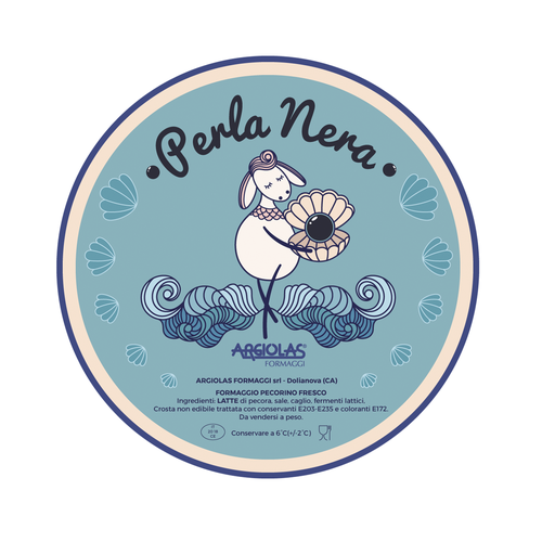 Pearl design with the title 'Product label for the unique cheese'