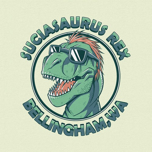 T-rex design with the title 'Suciasaurus Rex'