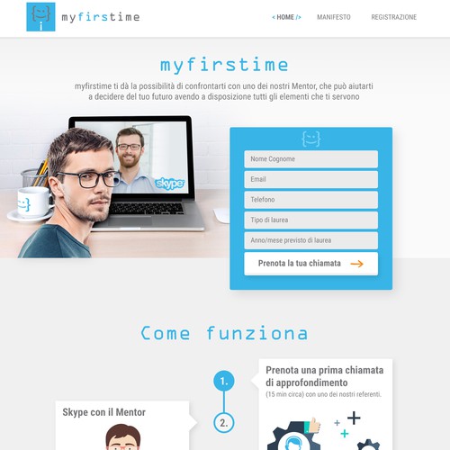 Student design with the title 'Landing page for advising services'