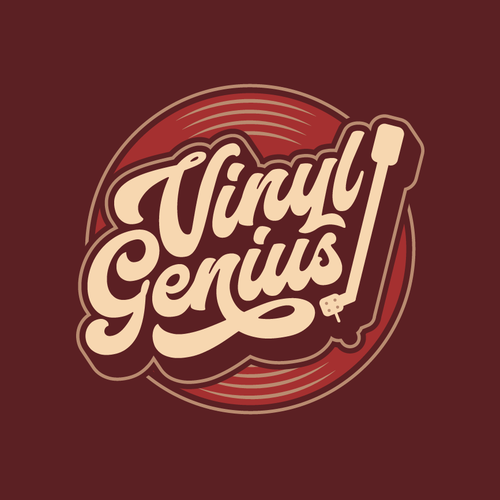 Record logo with the title 'Retro style Logo for Vinyl Genius'
