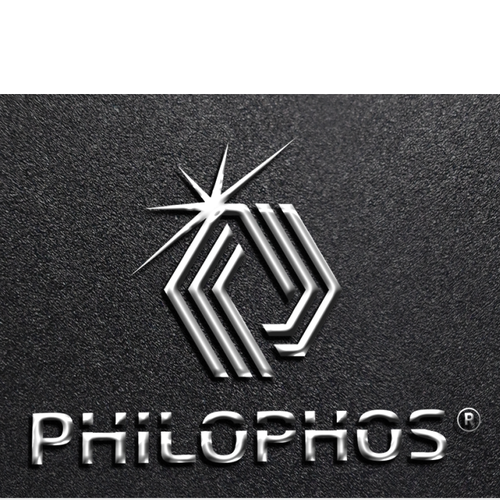 Laser logo with the title 'Philophos - Precision Optics & Laser Technology Identity'