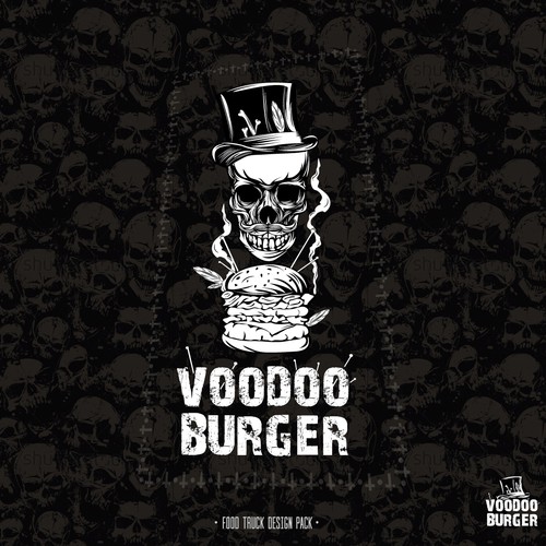 Food truck design with the title 'Voodoo burger.'