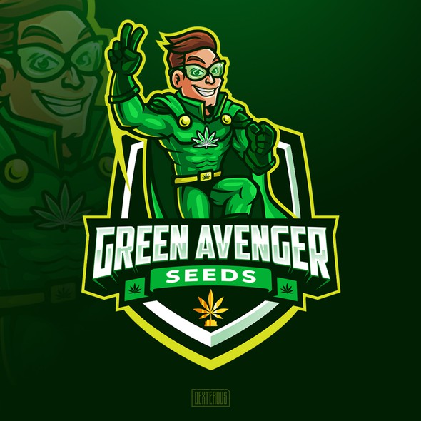 Cannabis leaf logo with the title 'Green Avenger Seeds'