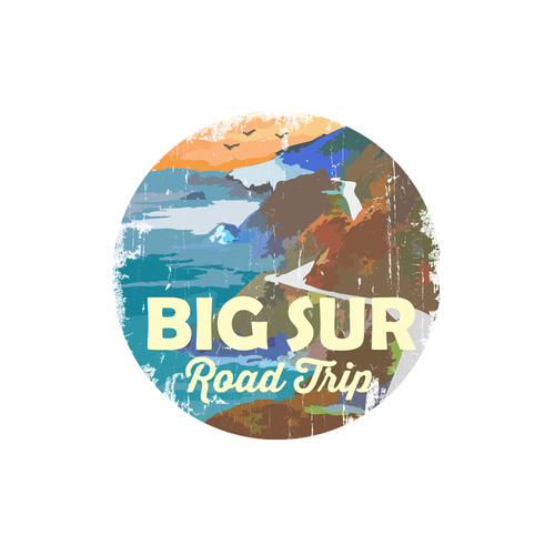 Beach logo with the title 'Logo for road trip company "BIG SUR ROAD TRIP"'