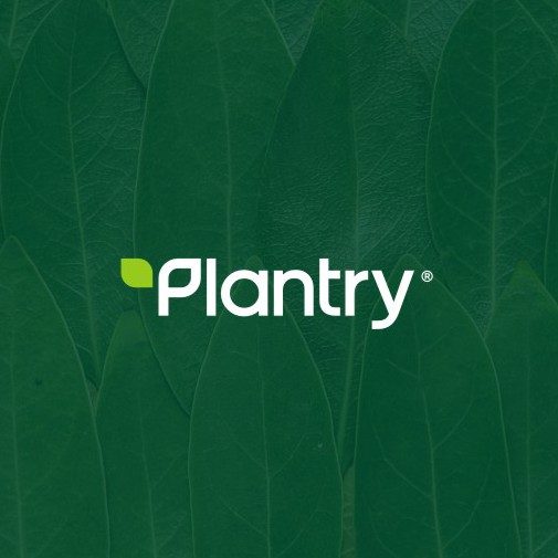 Clean and simple logo with the title 'Modern Geometric Wordmark Design for Plantry, a plant based meal company.'