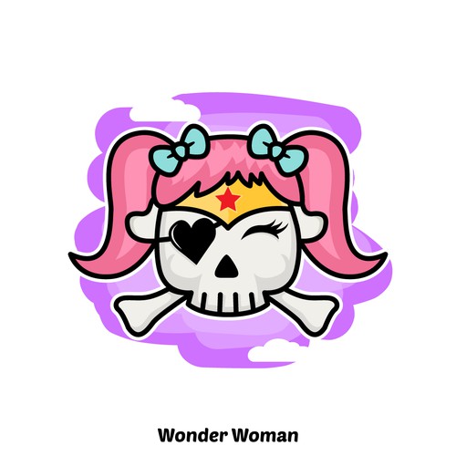 Cute artwork with the title 'Wonder Woman - Skull'