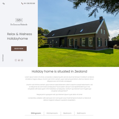 Hotel website with the title 'We need a new web design to offer and promote our holiday home'