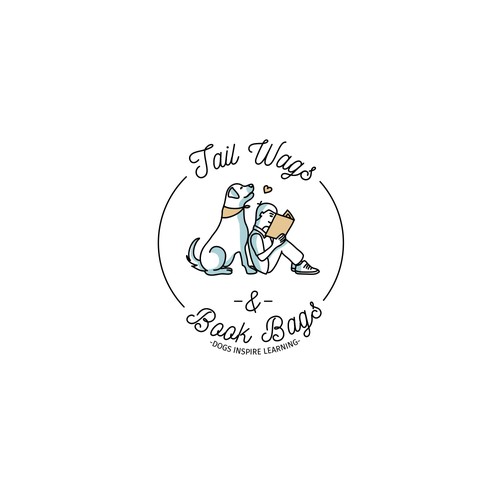 Book brand with the title 'Logo for Tail Wags & Book Bags'
