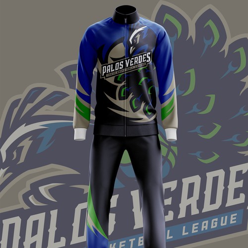 Sublimation design with the title 'warm up tracksuit and pants for Youth basketball league team'