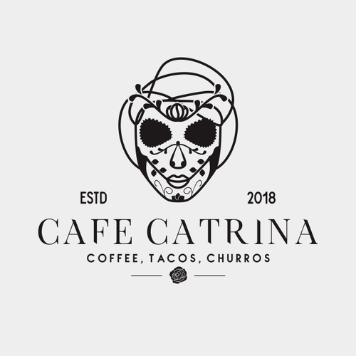 Churro logo with the title 'Cafe Catrina'