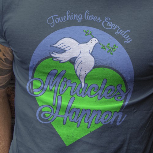 Distressed t-shirt with the title 'Miracles Happen'