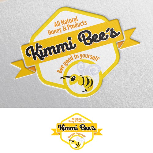 Agricultural logo with the title 'Natural Honey..Kimmi Bee's'