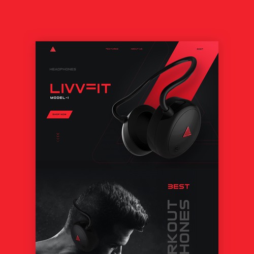 Music website with the title 'Headphones Product Landing Page'