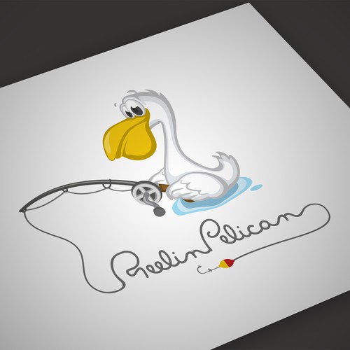 Fishing logo with the title 'Logo Design Concept for Reelin Pelican'