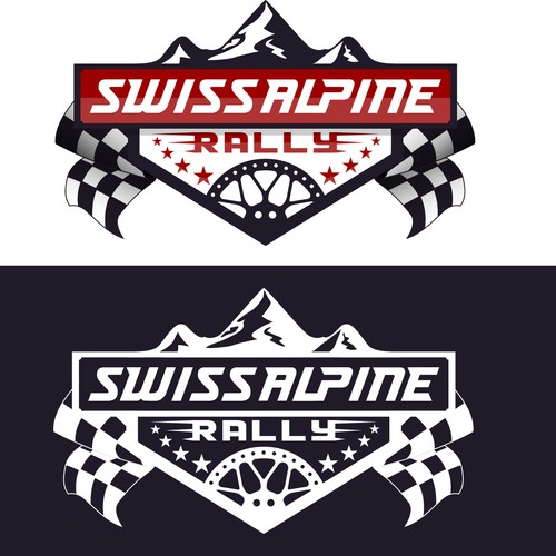 Rally design with the title 'Swiss Alpine Rally'