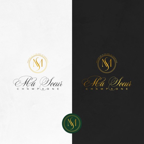 Champagne bottle logo with the title 'Ma Soeur Logo Design'