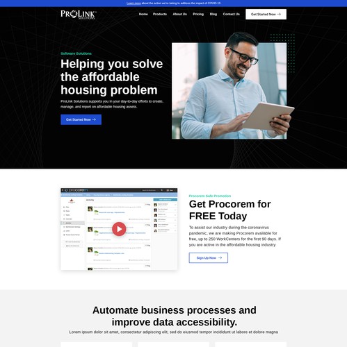 Responsive website with the title 'Website Design for affordable housing software'