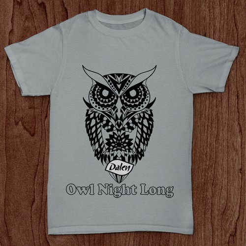 Owl t-shirt with the title 'black and white owl concept'