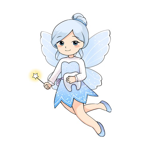 Fairy design with the title 'Tooth fairy character design'