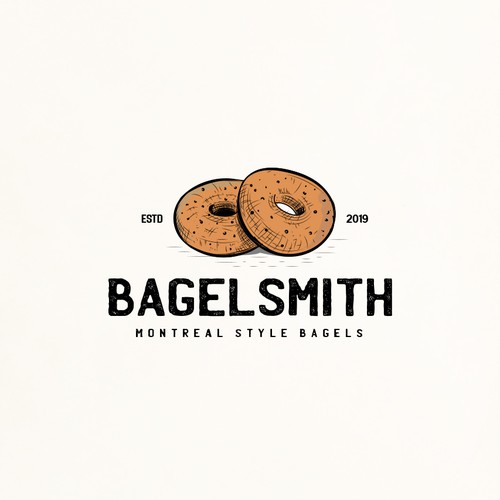 Sandwich shop logo with the title 'Montreal bagel shop needs eye catching logo'