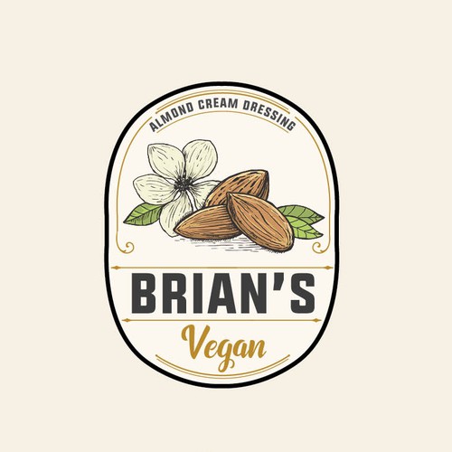 Almond design with the title 'Brian's Vegan'