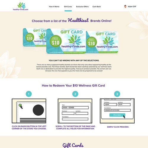 Hand-drawn website with the title 'Website design for a natural health site'