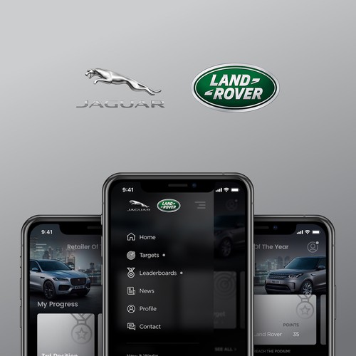 Auto design with the title 'Jaguar LandRover App'