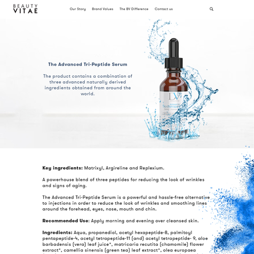 Testimonials design with the title 'Product page for beauty store'