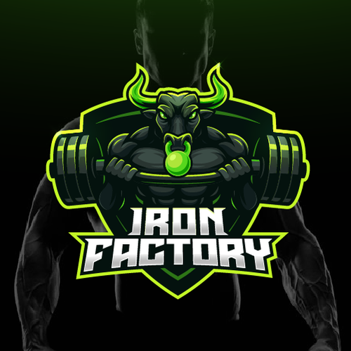 Gym logo with the title 'IRON FACTORY Logo'