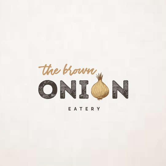 Onion logo with the title 'Casual & cool logo for a brand new Cafe'