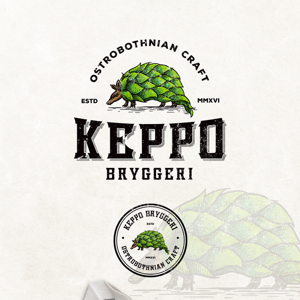 Armadillo logo with the title 'Keppo bryggeri craft brewery'