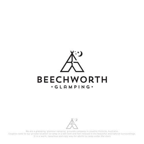 Road trip logo with the title 'Beechworth glamping'