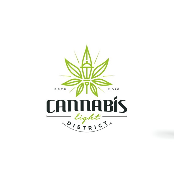 District design with the title 'Modern Line Art with a touch of classic logo for a Cannabis Light District'