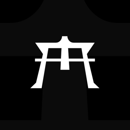Temple design with the title 'A minimal Japanese Inspired M Logo'