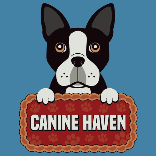 Sign logo with the title 'Cute Boston Terrier'