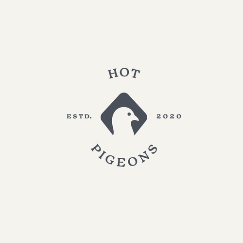 Pigeon logo with the title 'Logo design for Hot Pigeons'