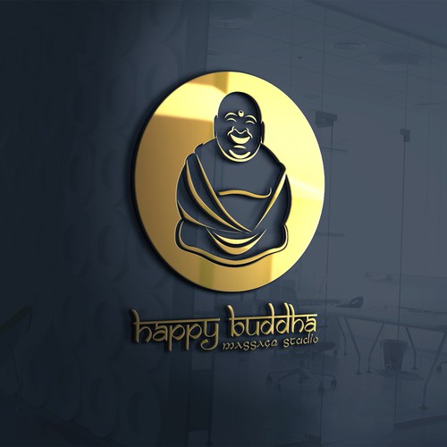 Buddha brand with the title 'Happy Buddha Massage Studio LOGO'