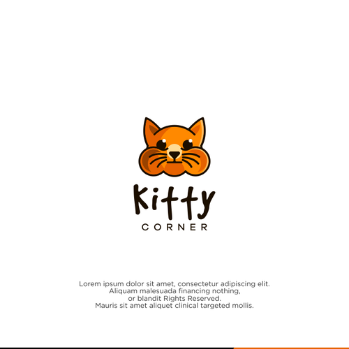 Cute cat logo with the title 'Kitty Corner'