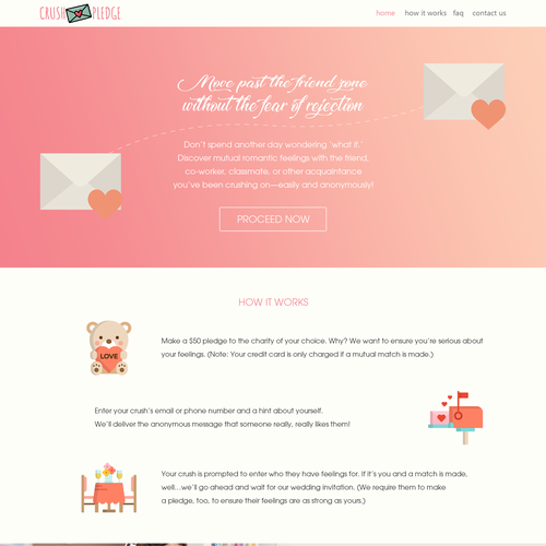 Dating website with the title 'Crush Pledge'