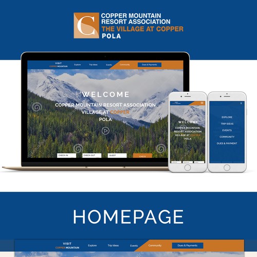 Hotel website with the title 'Website concept for a Mountain Resort'