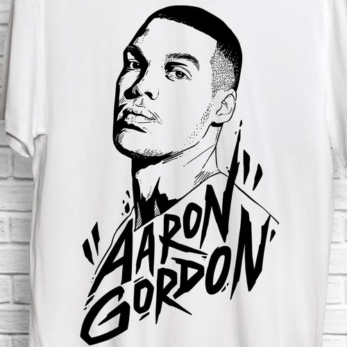 Basketball design with the title 'Aaron Gordon T-shirt'