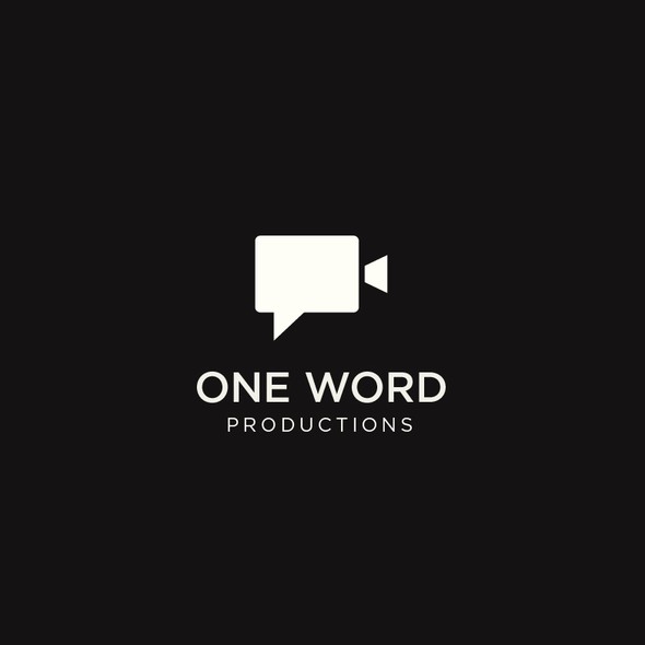 Speech bubble design with the title 'ONE WORD PRODUCTIONS'