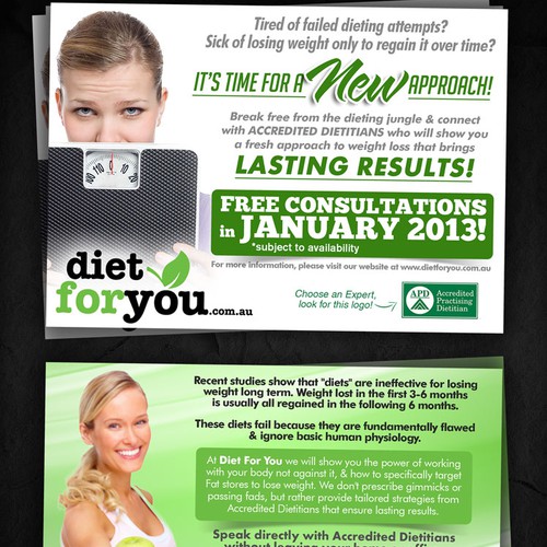 Diet design with the title 'New postcard or flyer wanted for Diet For You'