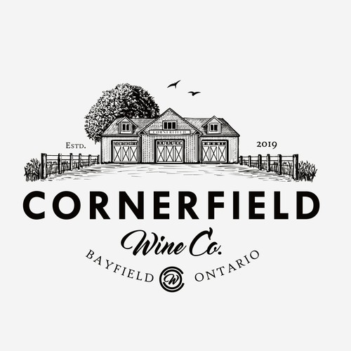 Wine design with the title 'Logo for Cornerfield Vinery'